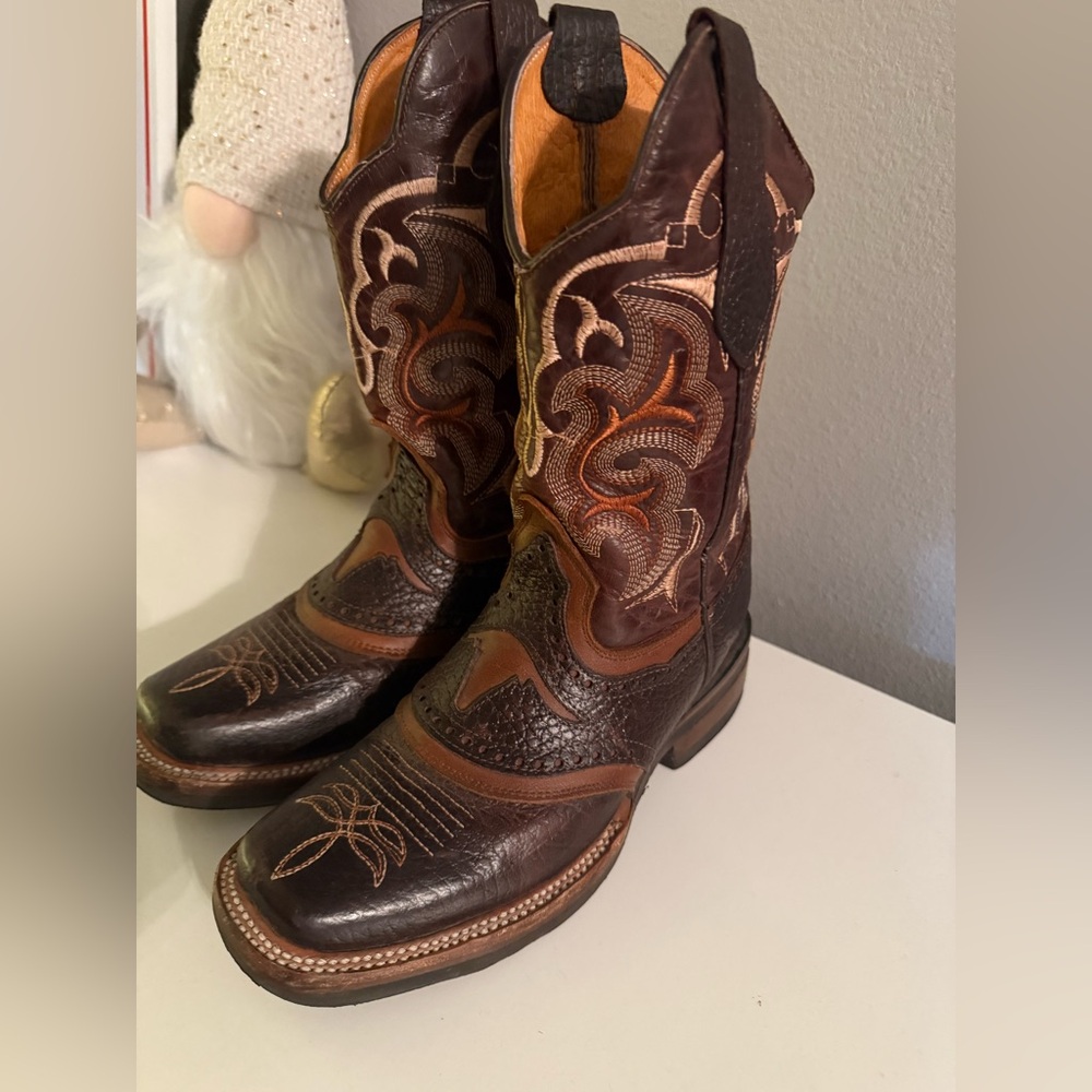 Brown Leather Cowboy Boots kids size 4
